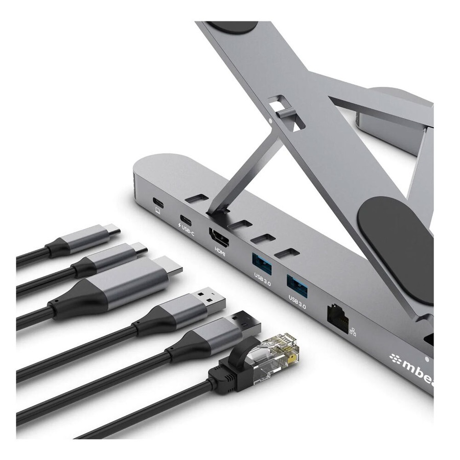 Mbeat Stage P5 Portable Laptop Stand with USB-C Docking Station - Space Grey