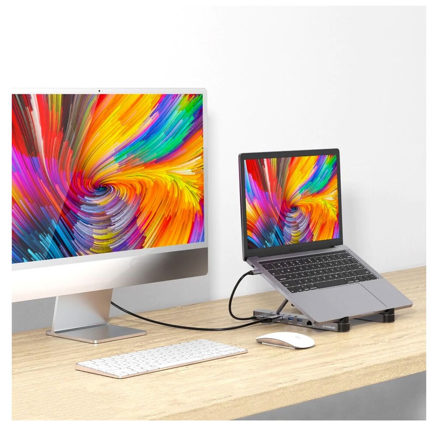 Mbeat Stage P5 Portable Laptop Stand with USB-C Docking Station - Space Grey