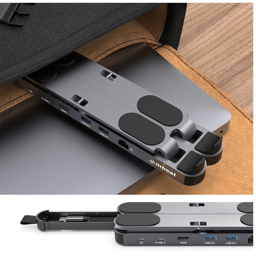 Mbeat Stage P5 Portable Laptop Stand with USB-C Docking Station - Space Grey