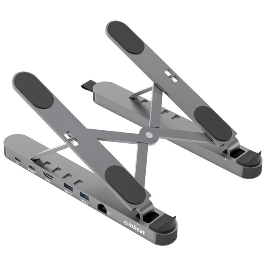 Mbeat Stage P5 Portable Laptop Stand with USB-C Docking Station - Space Grey