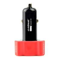 mbeat Triple Port Rapid Car Charger 3 USB 4.8A/24W for Samsung/iPad/iPhone Red