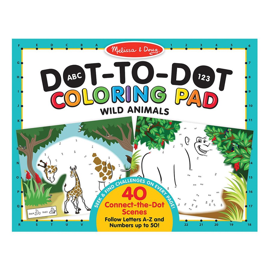 Melissa & Doug ABC 123 Dot-to-Dot Colouring Pad Wild Animals KidsToy 3+