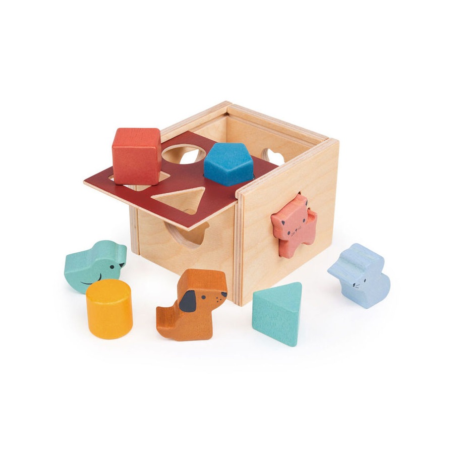 Mentari Bambino Shape Sorting Cube Kids/Child Interactive Play Wooden Toy 2y+