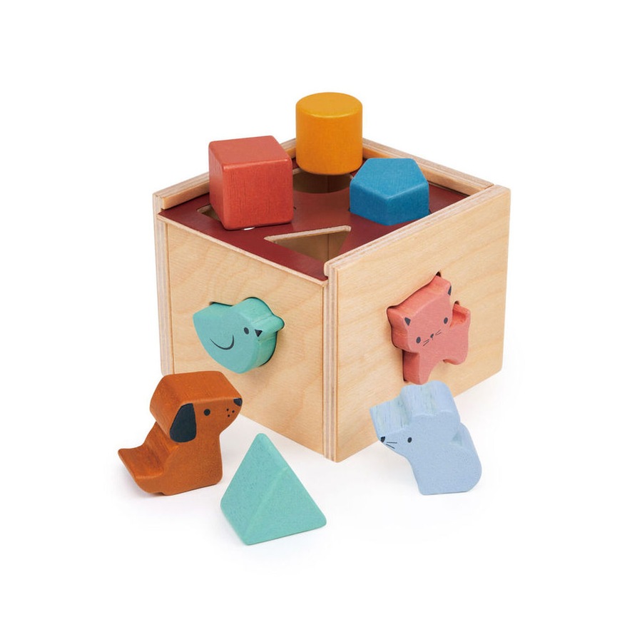 Mentari Bambino Shape Sorting Cube Kids/Child Interactive Play Wooden Toy 2y+