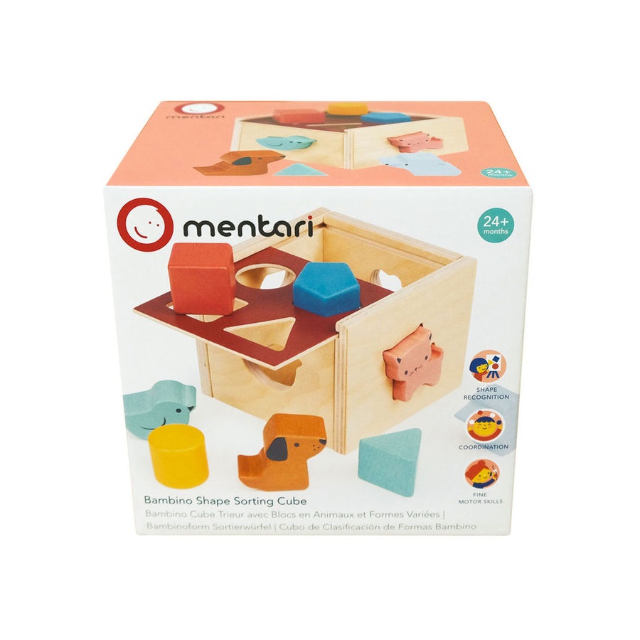 Mentari Bambino Shape Sorting Cube Kids/Child Interactive Play Wooden Toy 2y+