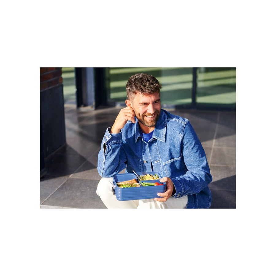 Mepal Bento Lunchbox Food Storage w/Fork Take A Break Large 1.5L Nordic Black