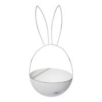 Metal 29cm Rabbit Ears Bowl Kids Bedroom/Playroom Toy Organiser Large White