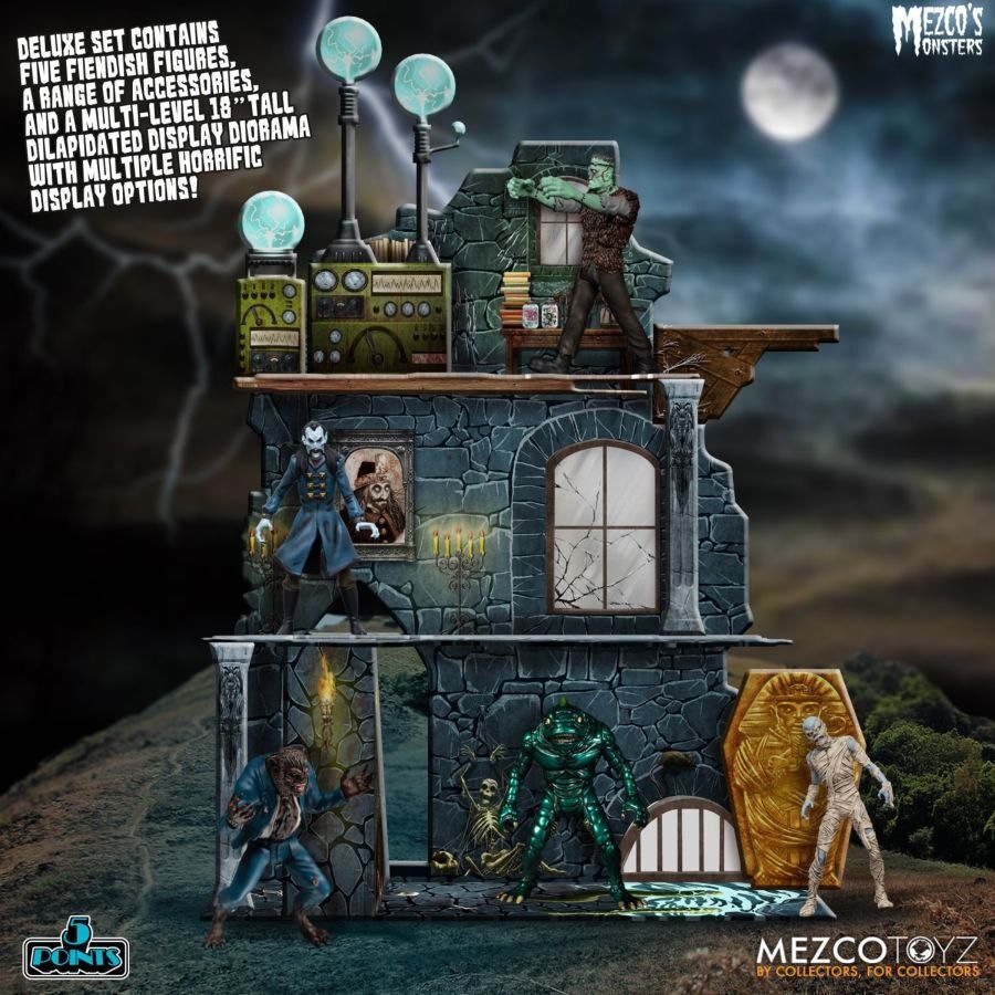 Mezco's Monsters Tower Of Fear Display Figure w/ Deluxe Box Set