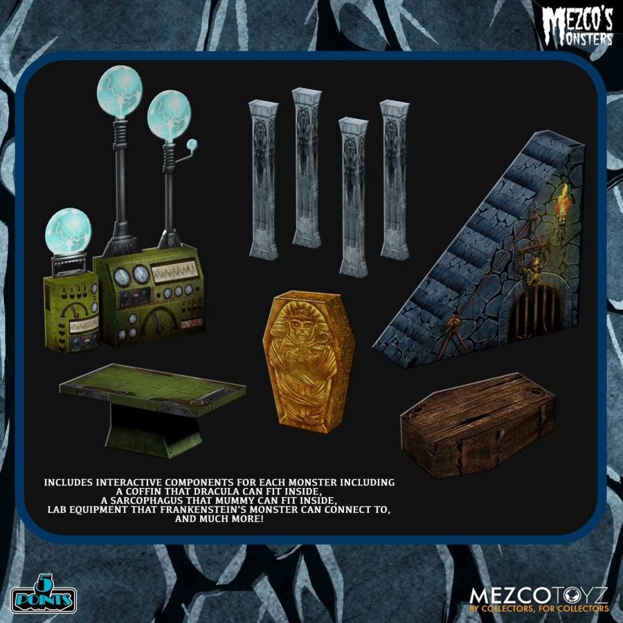 Mezco's Monsters Tower Of Fear Display Figure w/ Deluxe Box Set