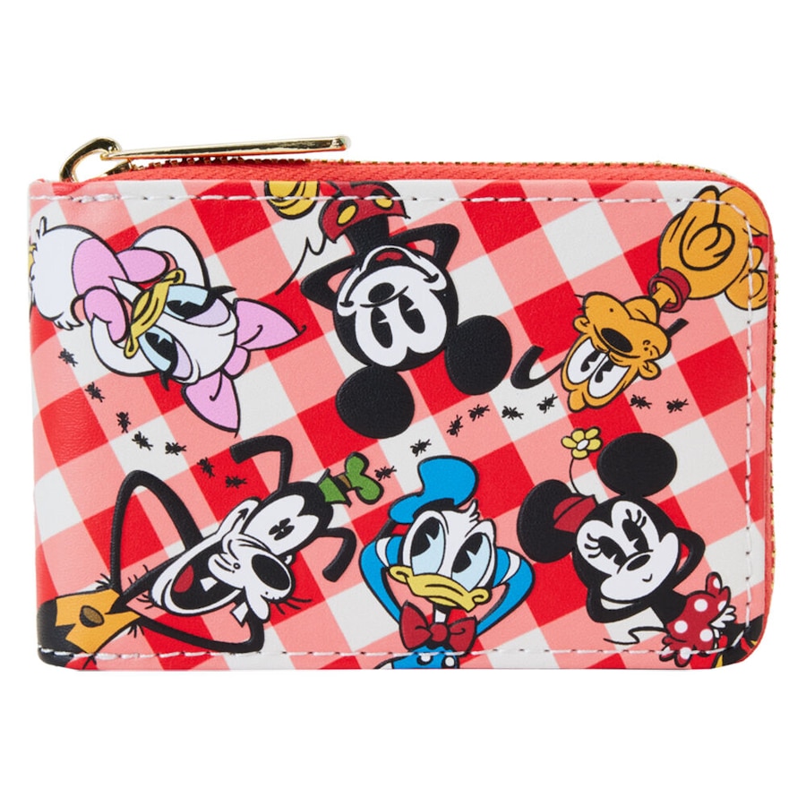 Mickey & Friends Faux Leather Picnic Accordion Zip Closure Wallet 4.25x2.75in