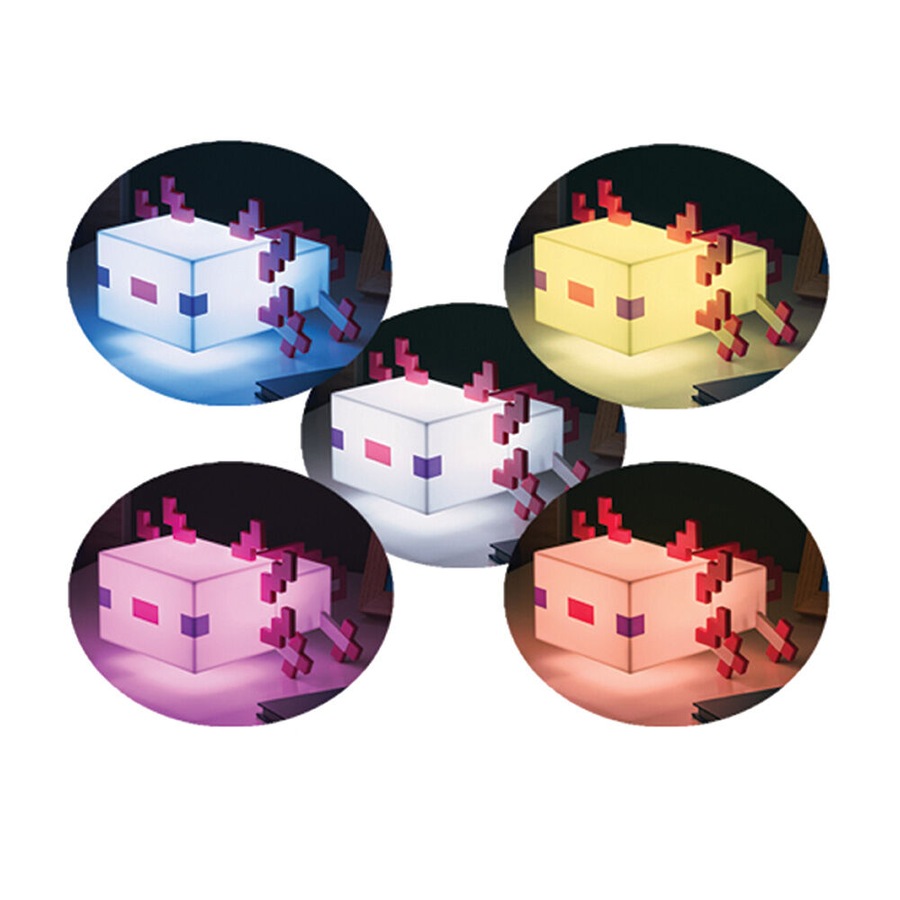 Minecraft Axolotl Fun & Colourful Glowing Desk Bedside Light/Lamp 21cm 6y+
