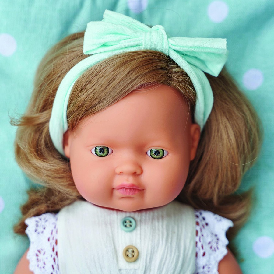 Miniland Baby Doll Caucasian Dark Blonde Girl 38cm Kids Pretend Play Toy 10m+