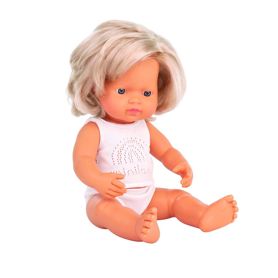 Miniland Baby Doll Caucasian Girl 38cm Lifelike Kids Fun Pretend Play Toy 10m+