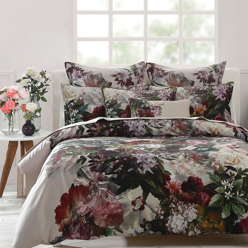 Buy MM Linen Fiorella Super King Bed 300 TC Cotton Sateen Quilt Cover Set 270x240cm MyDeal