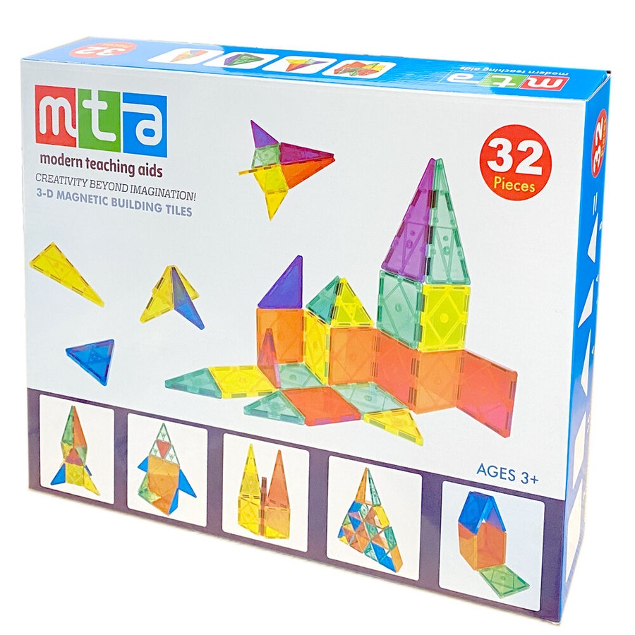 Modern Teaching Aids - 3D Magnetic Building Tiles 32 Pcs Creativity Toy Ages 3+