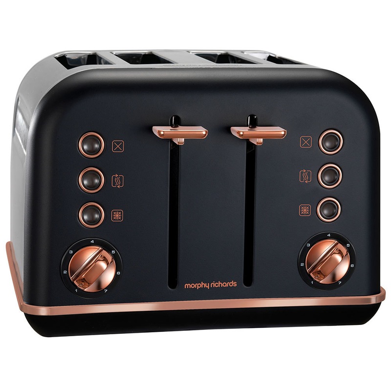 Morphy Richards 242107 Black Accents 4 Slice Toaster Rose Gold w