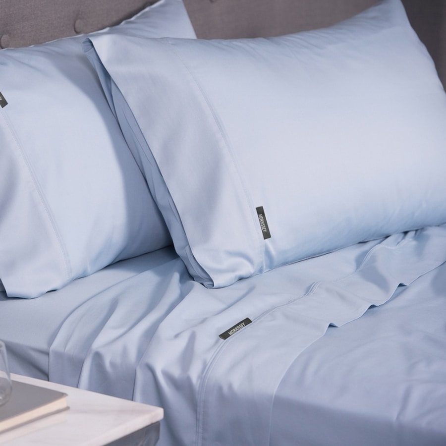 Morrissey Bamboo Luxe Cotton 400 Thread Count Fitted Sheet King Bed Soft Blue