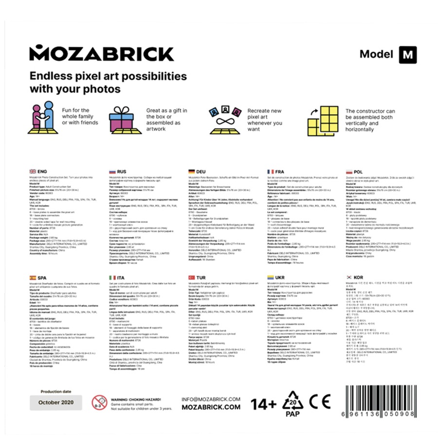 Mozabrick 51x76cm Model M Brick Mosaic Art/Craft Building Photo Construction Set