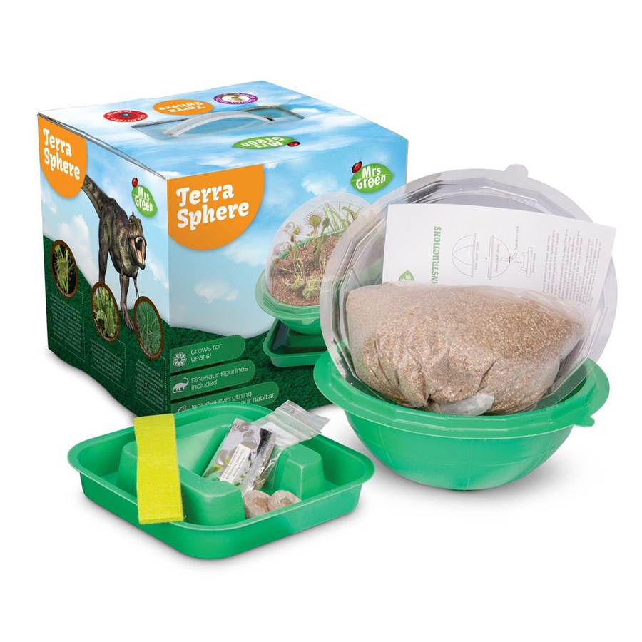 Mrs Green Terra Sphere w/ Dino Figurine Kids Growing Plant Kit Educational Toy
