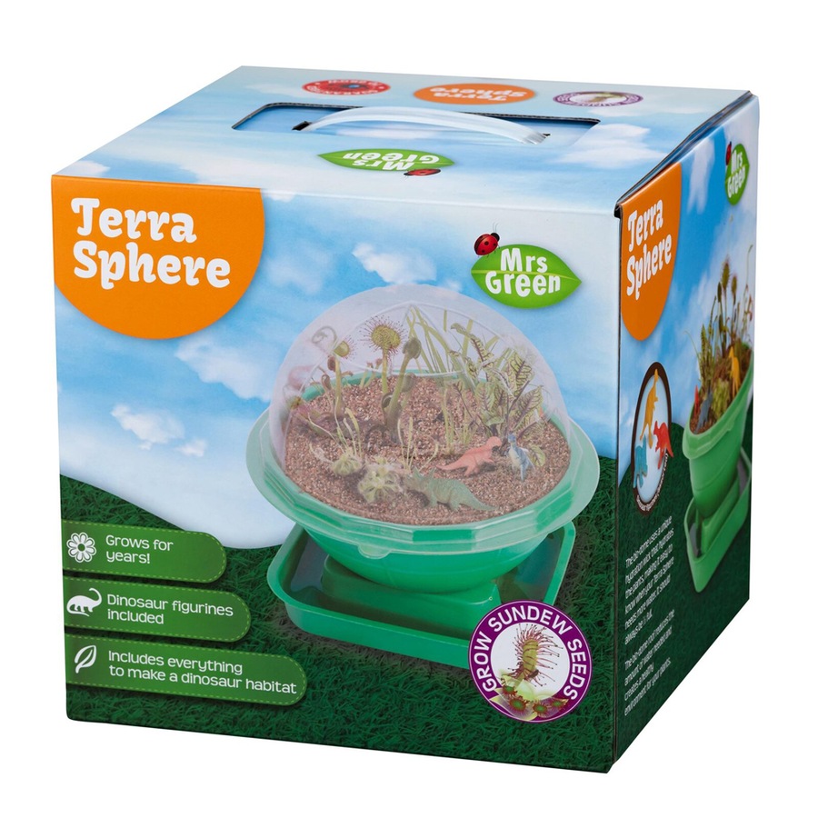 Mrs Green Terra Sphere w/ Dino Figurine Kids Growing Plant Kit Educational Toy