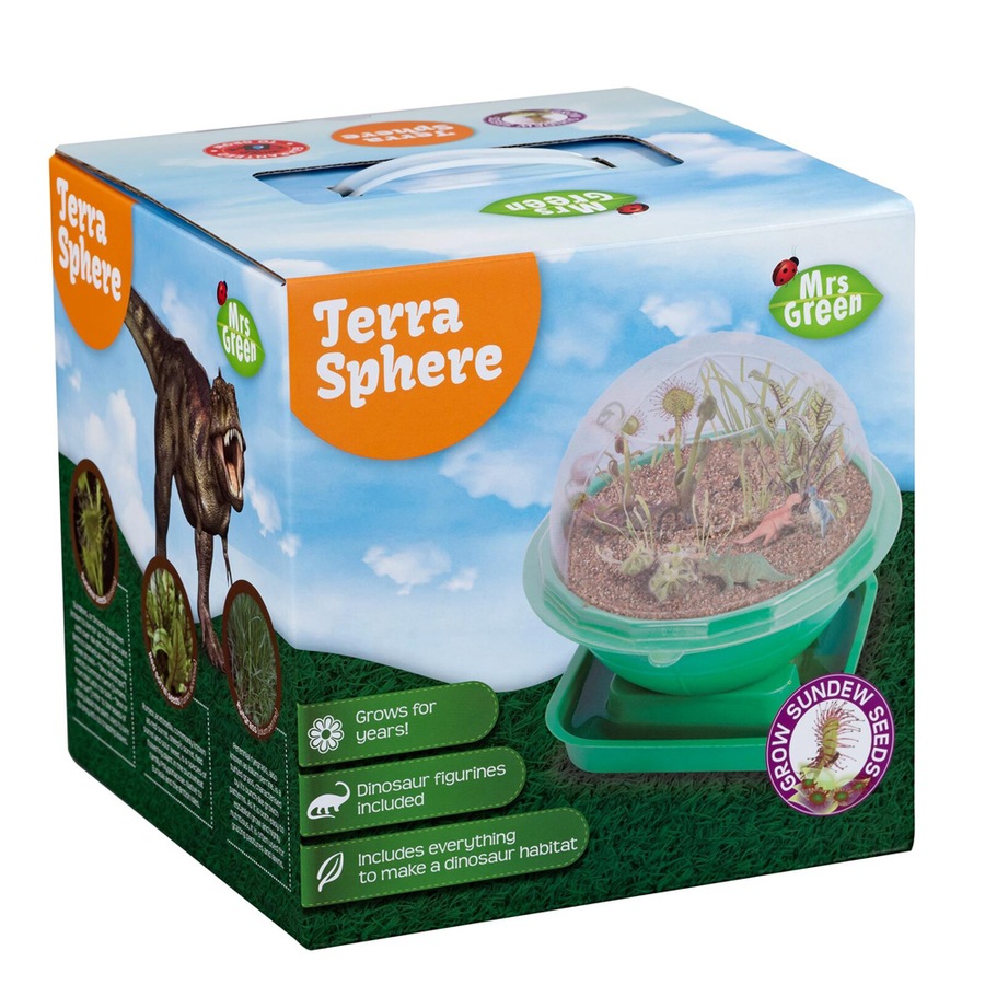 Mrs Green Terra Sphere w/ Dino Figurine Kids Growing Plant Kit Educational Toy