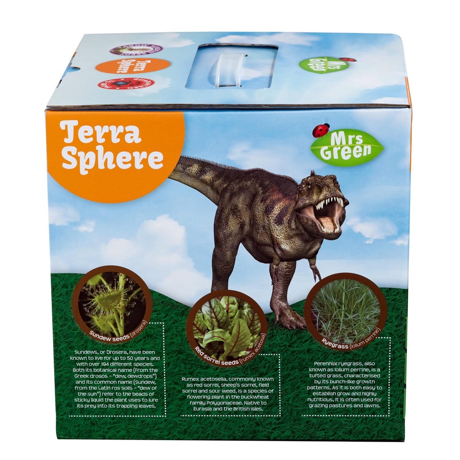 Mrs Green Terra Sphere w/ Dino Figurine Kids Growing Plant Kit Educational Toy