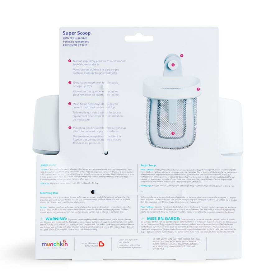 Munchkin Super Scoop Bath Toy Organiser 24x30cm 6m+ Mesh Toys Storage Holder