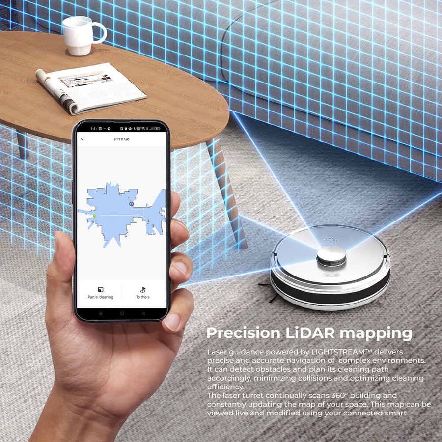 My Genie Laser IQ360 Turbo+ Robotic Smart Home Vacuum Cleaner 31cm White