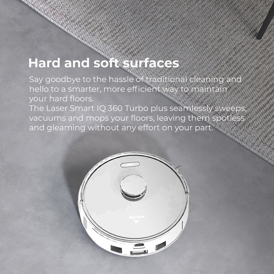 My Genie Laser IQ360 Turbo+ Robotic Smart Home Vacuum Cleaner 31cm White