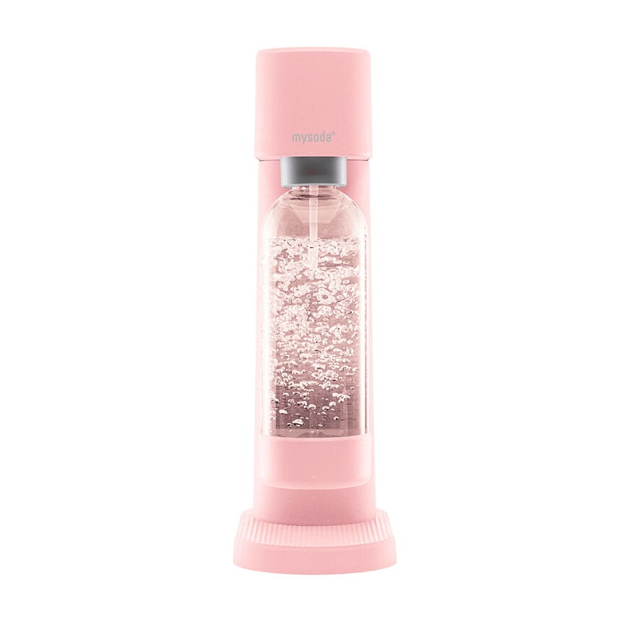 MySoda Woody Sparkling Soda Machine Fizzy Water Drink Maker w/1L Bottle Pink