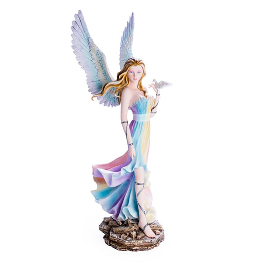Mystical Worlds Large Angel Figurine Rainbow Fantasy Spirit Display 24x60cm