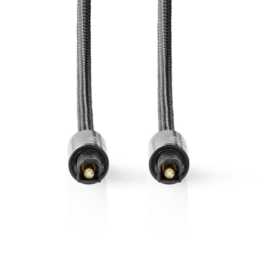Nedis Optical Audio Cable TosLink Male Braided Nylon Fiber Optic Cable 3m Grey
