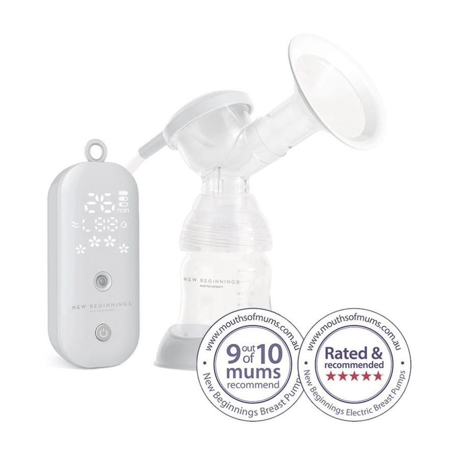 New Beginnings Single Electric Breast Pump Custom Flow Portable USB