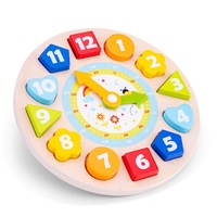 New Classic 22cm Toys Puzzle Clock Kids Learning/Educational Wooden Toy 2y+
