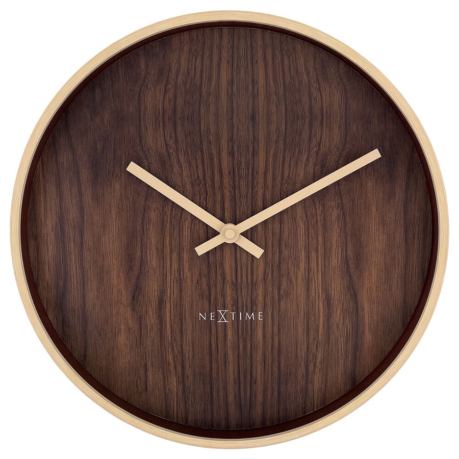NeXtime Oslo Silent Wall Clock Dark Brown Dial 30x30x4.4cm Aluminium Case