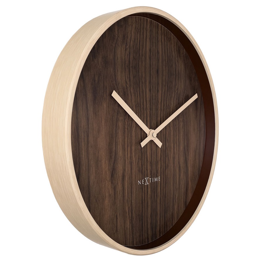NeXtime Oslo Silent Wall Clock Dark Brown Dial 30x30x4.4cm Aluminium Case