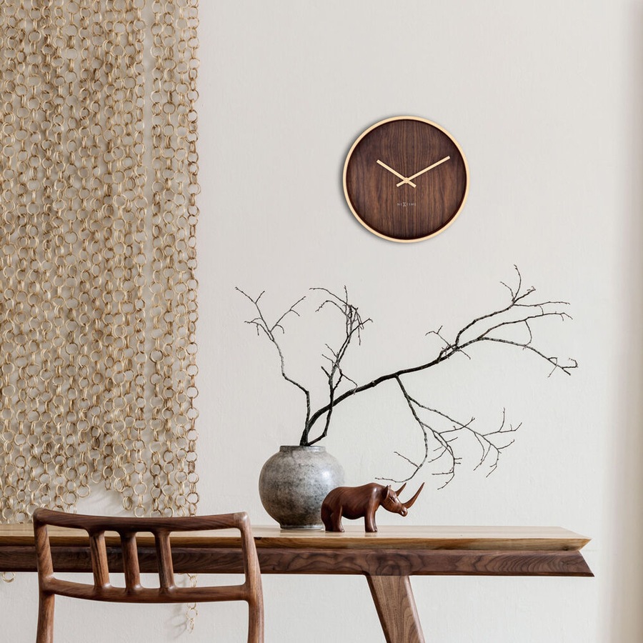 NeXtime Oslo Silent Wall Clock Dark Brown Dial 30x30x4.4cm Aluminium Case