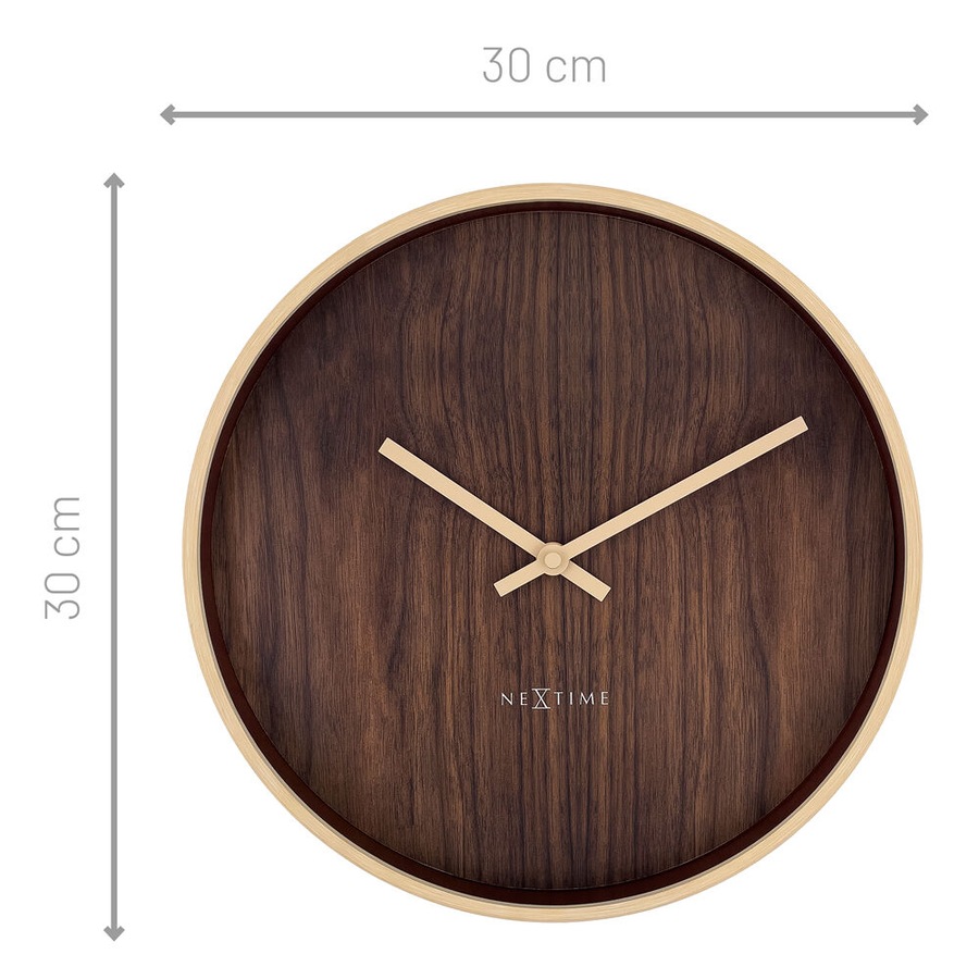 NeXtime Oslo Silent Wall Clock Dark Brown Dial 30x30x4.4cm Aluminium Case