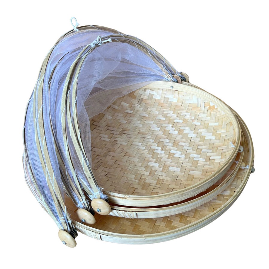 NF Living Mesh & Bamboo Cover 40x20cm Food Wood Tabletop Supplies Collapsible