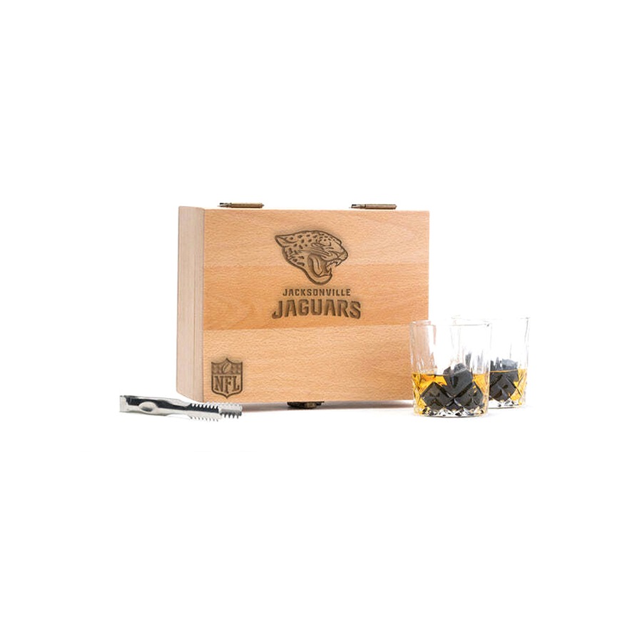 NFL Jacksonville Jaguars Whisky Stone Set 220ml Bar Drink Wine Glass w/ Tongs