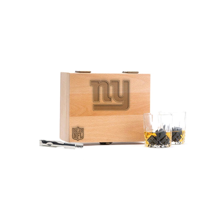 NFL New York Giants Whisky Stone Set 220ml Drinking Bar Wine Glass w/ Tongs