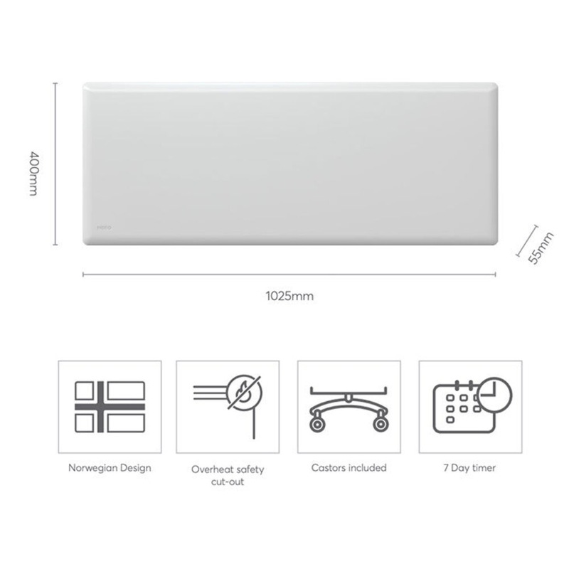 Buy Nobo 1500W Electric Panel Heater IP24 w/Timer & Castors f Bedroom ...