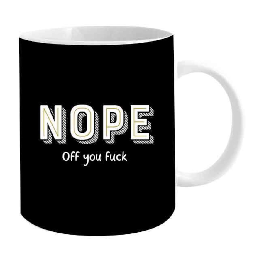 Nope 800ml Ceramic Giant Coffee Drink Mug w/ Handle Rude/Funny Party Gift Black