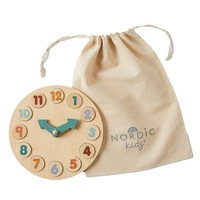 Nordic Kids Children's Wood Clock Interactive Educational Toy Puzzle Set 3y+