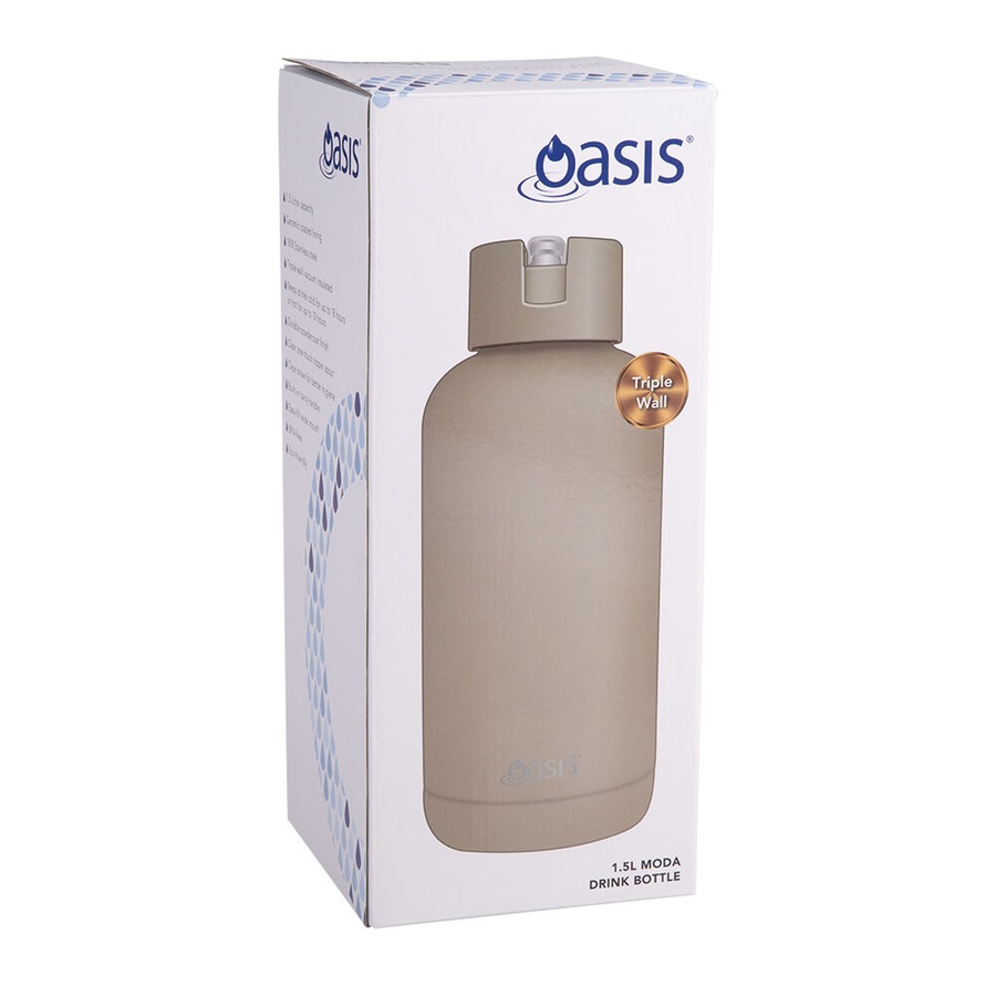 Oasis Ceramic Lined Stainless Steel Insulated Moda Drink Bottle 1.5L Latte