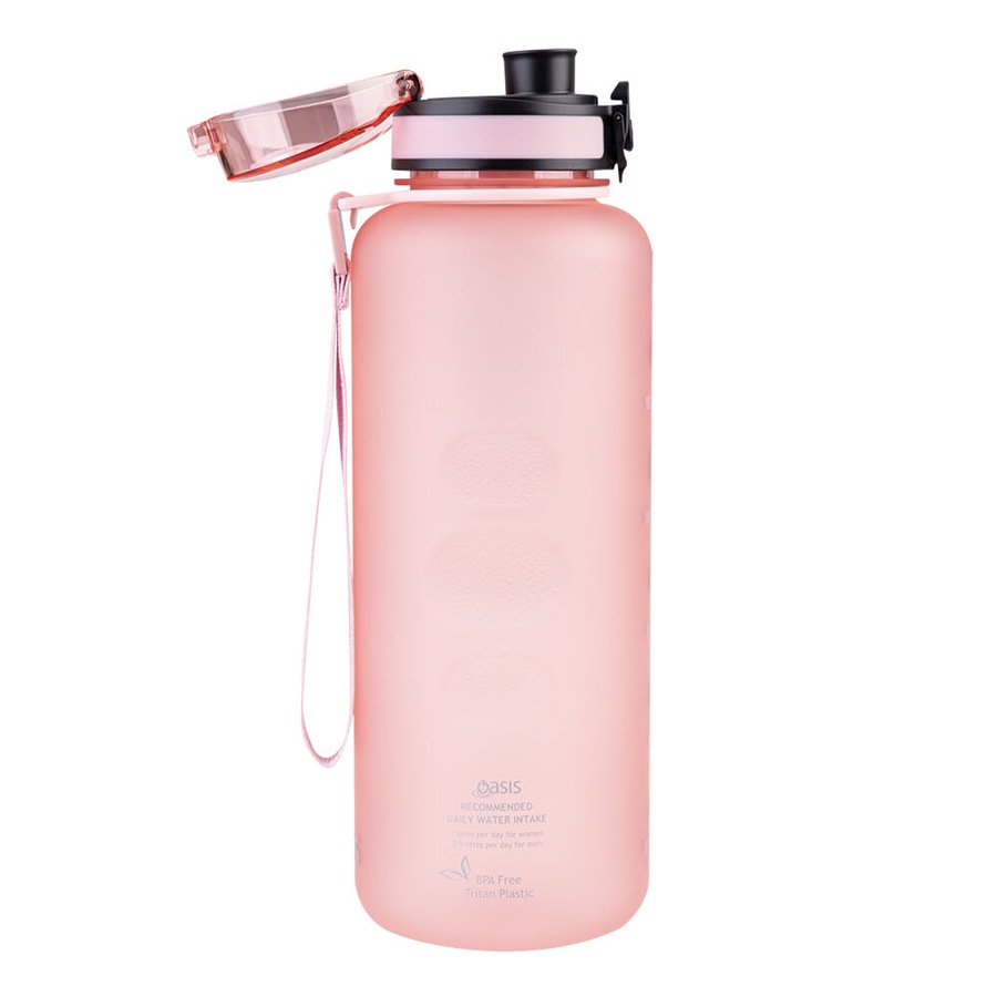 Oasis Tritan Motivational Sports Water Drinking Bottle 1.5L Glow Pink
