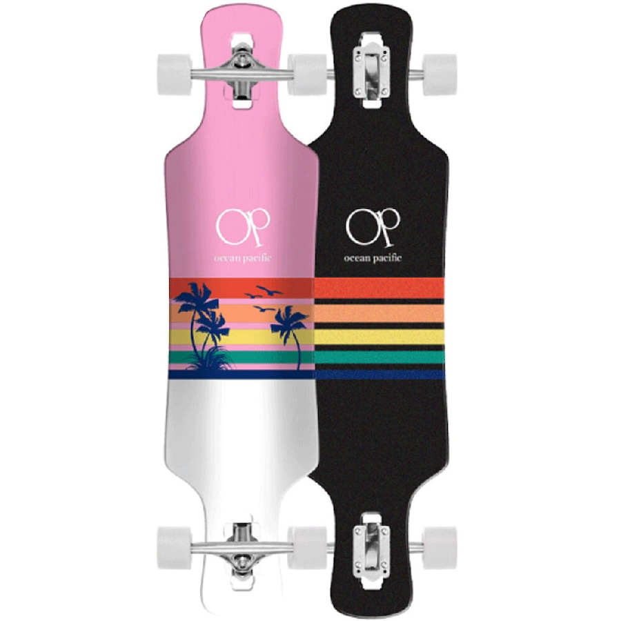 Ocean Pacific Sunset Drop Through Complete Longboard Deck Pink/White 9.75in