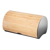 Oggi Stainless Seel Bread Bin/Box w/Bamboo Lid Kitchen Storage Container Black