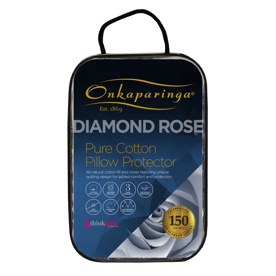 Onkaparinga Diamond Rose Quilted Cotton Pillow Protector Cover White 48x73cm