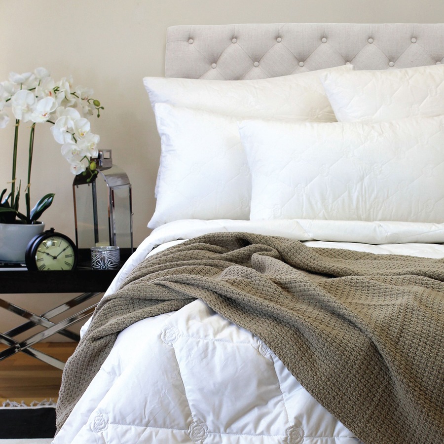 Onkaparinga Diamond Rose Quilted Cotton Pillow Protector Cover White 48x73cm